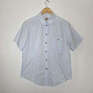 Filson Women Short sleeve light blue plaid 100% Cotton casual lightweight shirt